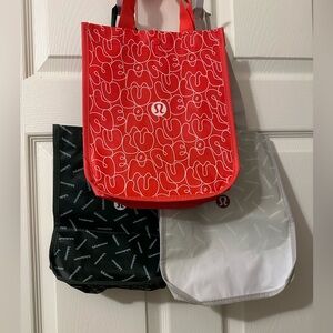 Lululemon Red, Green and Grey Reusable Tote Bags